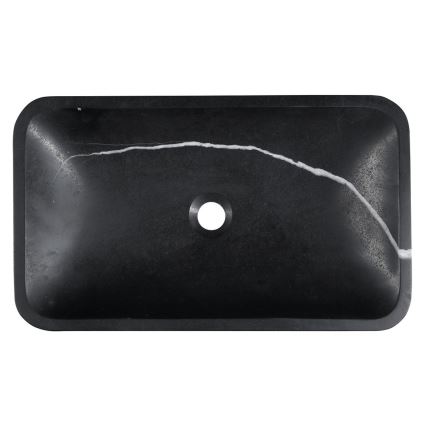 Sapho - Umivaonik na ploču BLOK 60x35 cm kamen/matna crna