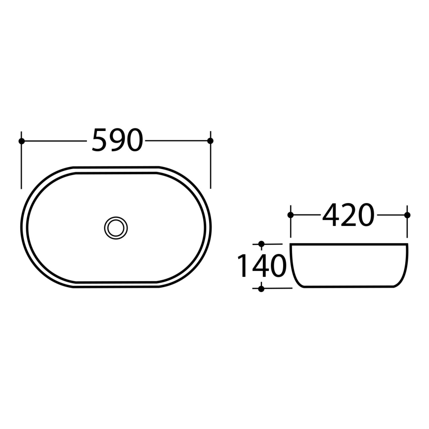 Sapho - Umivaonik na ploču DALMA 59x42 cm keramika/Carrara