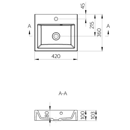 Sapho - Umivaonik na ploču ORINOKO 42x36 cm keramika/bijela