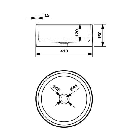 Sapho - Umivaonik na ploču PRIORI pr. 41 cm keramika/plava