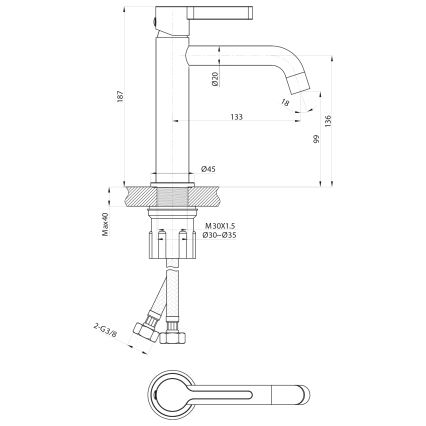 Sapho - Umivaonik slavina ICONIC 18,7 cm mat crna