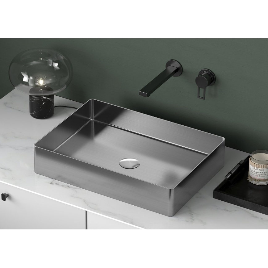 Sapho - Umivaonik za postavljanje na ploču AURUM 50x35 cm brušeni nehrđajući čelik