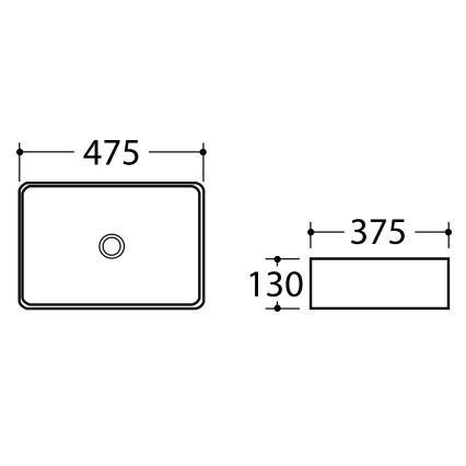 Sapho - Umivaonik za radnu ploču DALMA 47,5x37,5 cm keramika/siva