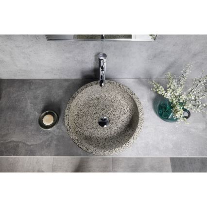 Sapho - Umivaonik za ugradnju na radnu ploču PRIORI Ø 41 cm bijela/siva