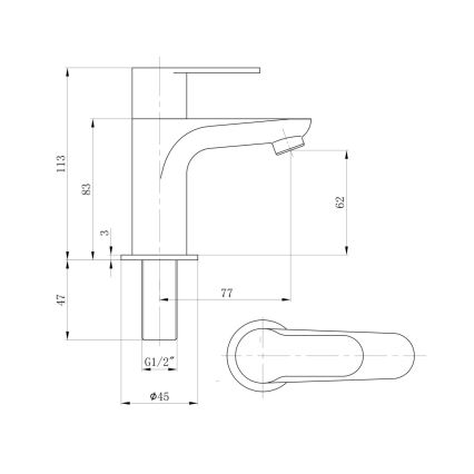 Sapho - Umivaonska miješalica SMALL 11,3 cm sjajni krom