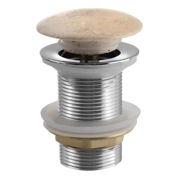 Sapho - Ventil za umivaonik Click-Clack BLOK, Ø 6,7 cm, travertin/polirani krom