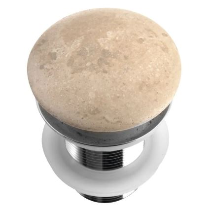 Sapho - Ventil za umivaonik Click-Clack BLOK, Ø 6,7 cm, travertin/polirani krom