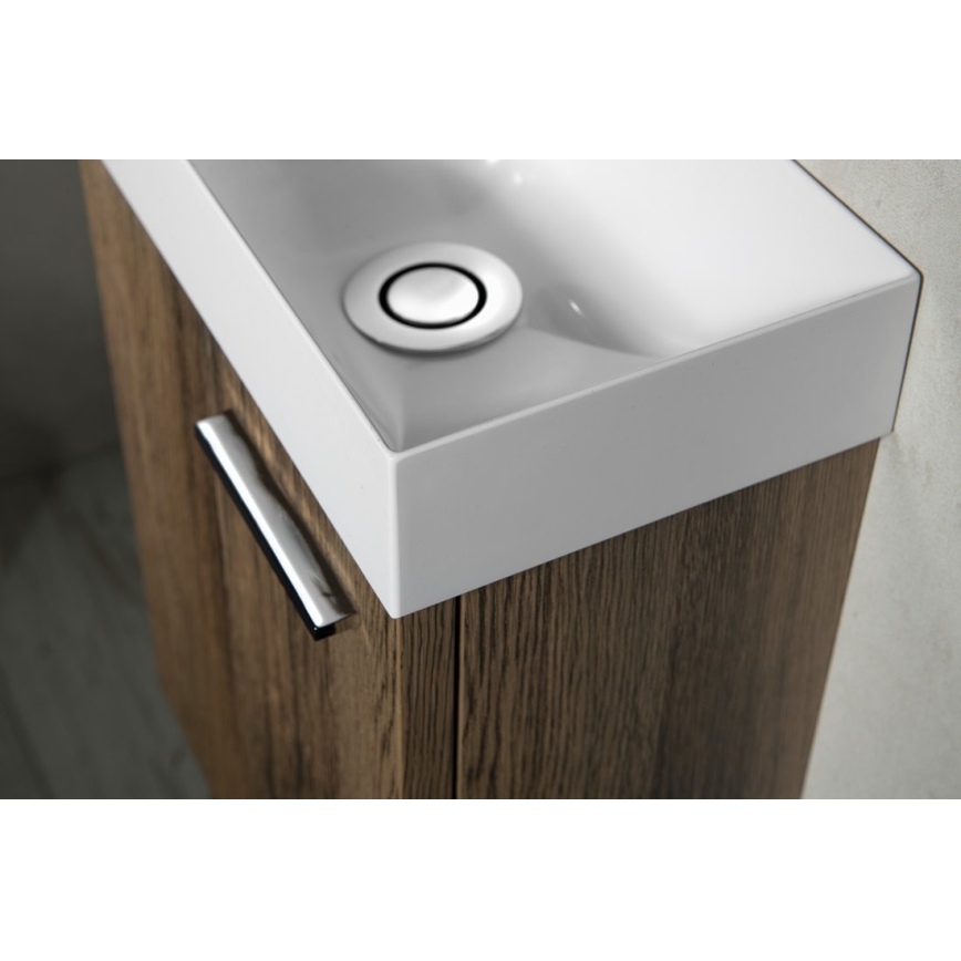 Sapho - Viseći umivaonik PICCOLINO 31x17 cm lijevi/liveni mramor/bijeli