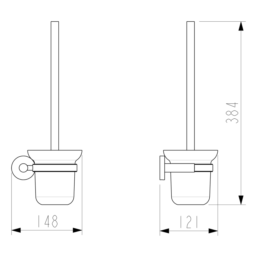 Sapho - Zidna WC četka X-ROUND matirano staklo/sjajni krom