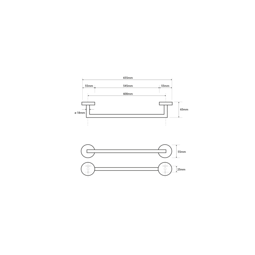 Sapho - Zidni držač za ručnike X-ROUND 6,5x65,5 cm sjajni krom