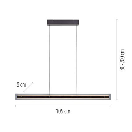 Schöner Wohnen 11316-18 - LED luster na sajli s mogućnošću prigušivanja LENA LED/32W/230V 105 cm crna