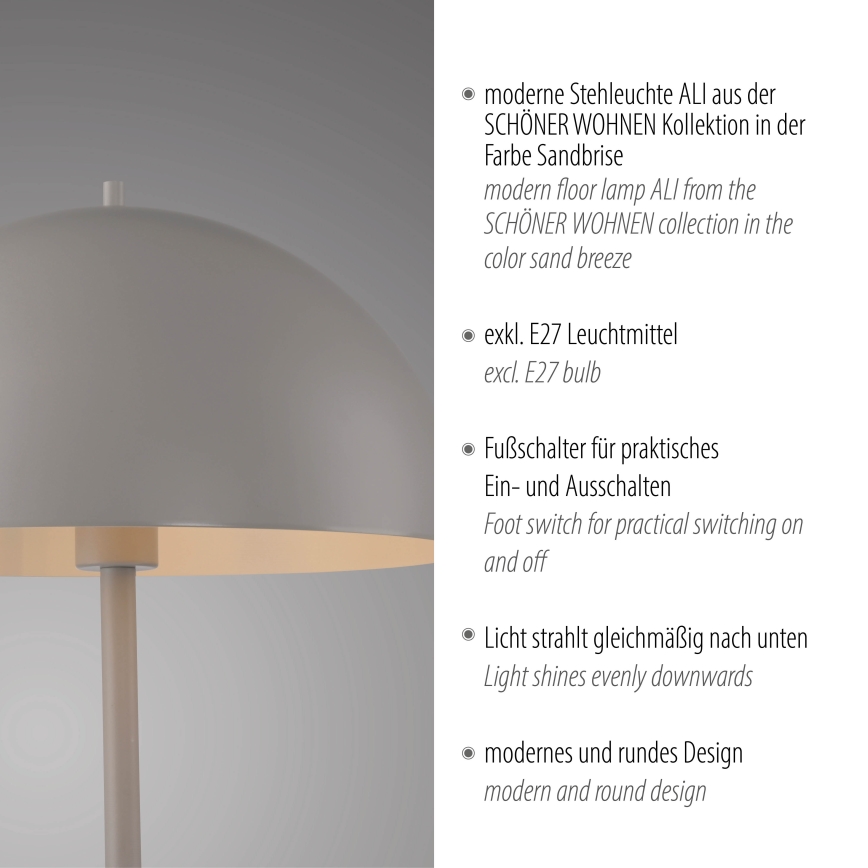 Schöner Wohnen 11727-39 - Podna lampa ALI 1xE27/25W/230V siva