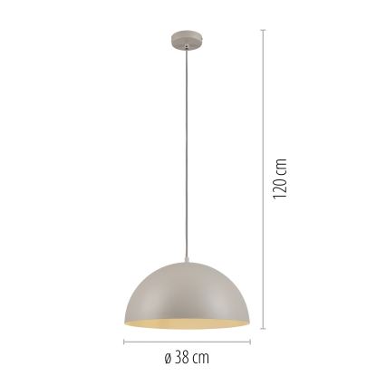 Schöner Wohnen 11728-39 - Viseća svjetiljka na kabelu ALI, 1xE27/25W/230V, Ø 38 cm, siva