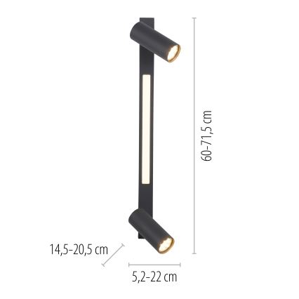 Schöner Wohnen 11793-18 - LED spot svjetiljka DANTE 2xGU10/10W/230V + LED/7,2W crna