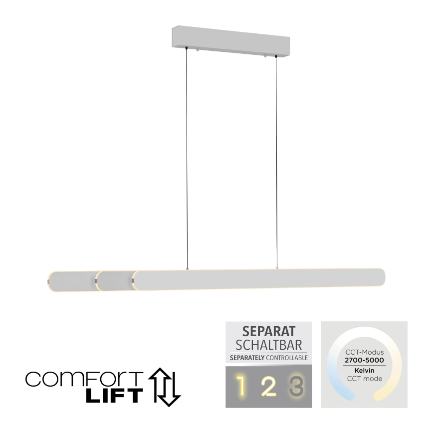 Schöner Wohnen 12577-16 - Prigušivi LED luster na sajli ADRIANA ROUND 2xLED/24W/230V 2700/3000/3500/4000/5000K 160 cm bijela