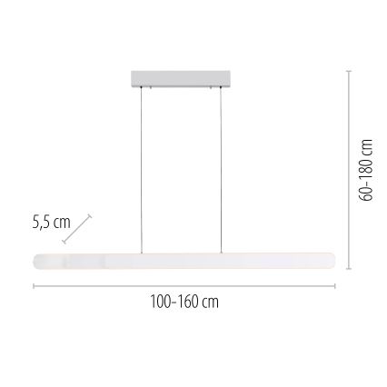 Schöner Wohnen 12577-16 - Prigušivi LED luster na sajli ADRIANA ROUND 2xLED/24W/230V 2700/3000/3500/4000/5000K 160 cm bijela