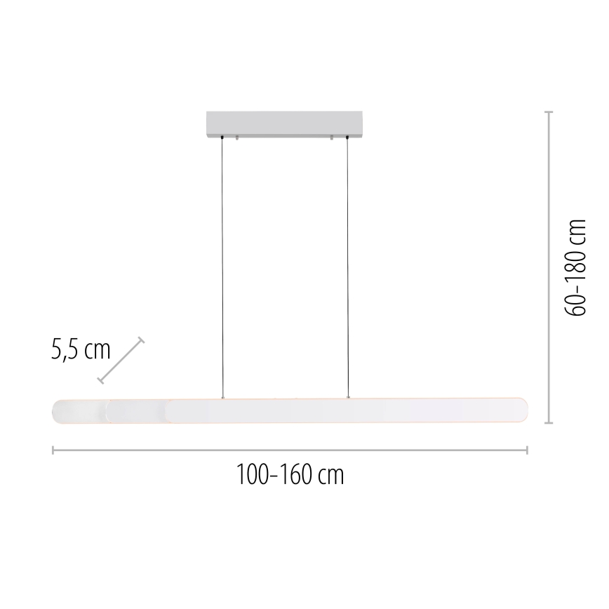 Schöner Wohnen 12577-16 - Prigušivi LED luster na sajli ADRIANA ROUND 2xLED/24W/230V 2700/3000/3500/4000/5000K 160 cm bijela