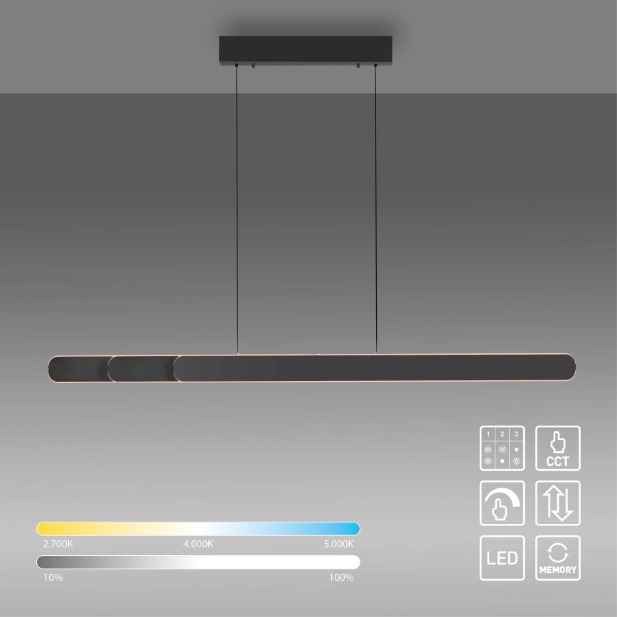 Schöner Wohnen 12577-18 - LED luster na sajli ADRIANA ROUND s mogućnošću prigušivanja 2xLED/24W/230V 2700/3000/3500/4000/5000K 160 cm crna