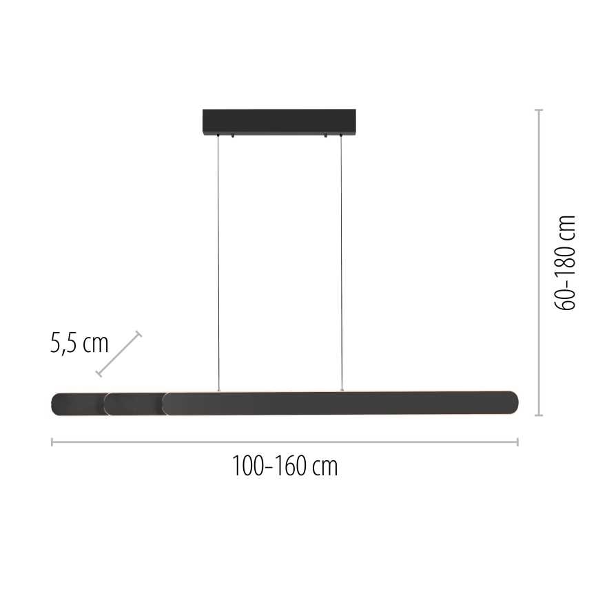 Schöner Wohnen 12577-18 - LED luster na sajli ADRIANA ROUND s mogućnošću prigušivanja 2xLED/24W/230V 2700/3000/3500/4000/5000K 160 cm crna