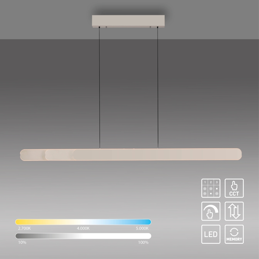 Schöner Wohnen 12577-39 - LED viseći luster na sajli s mogućnošću prigušivanja ADRIANA ROUND 2xLED/24W/230V 2700/3000/3500/4000/5000K siva