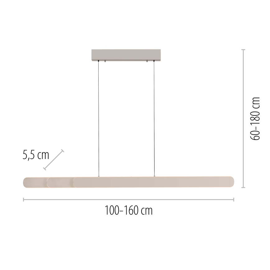 Schöner Wohnen 12577-39 - LED viseći luster na sajli s mogućnošću prigušivanja ADRIANA ROUND 2xLED/24W/230V 2700/3000/3500/4000/5000K siva