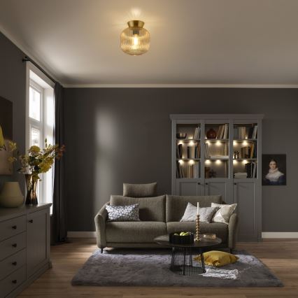 Schöner Wohnen 13574-27 - Stropno svjetlo NAMI 1xE27/25W/230V Ø 20 cm zlatna/bež/zadimljena