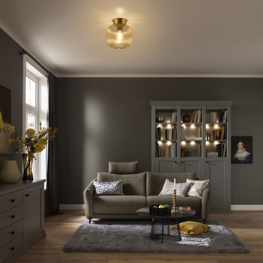 Schöner Wohnen 13574-27 - Stropno svjetlo NAMI 1xE27/25W/230V Ø 20 cm zlatna/bež/zadimljena