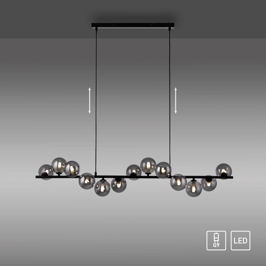 Schöner Wohnen 14504-18 - LED luster na sajli DUBAI 13xG9/3W/230V 118 m crna/dimljena