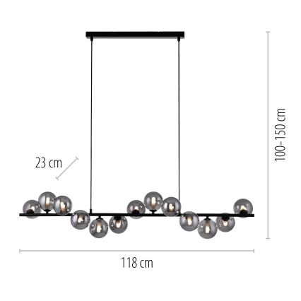 Schöner Wohnen 14504-18 - LED luster na sajli DUBAI 13xG9/3W/230V 118 m crna/dimljena