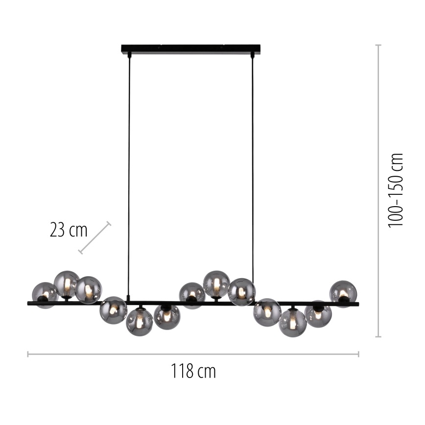 Schöner Wohnen 14504-18 - LED luster na sajli DUBAI 13xG9/3W/230V 118 m crna/dimljena