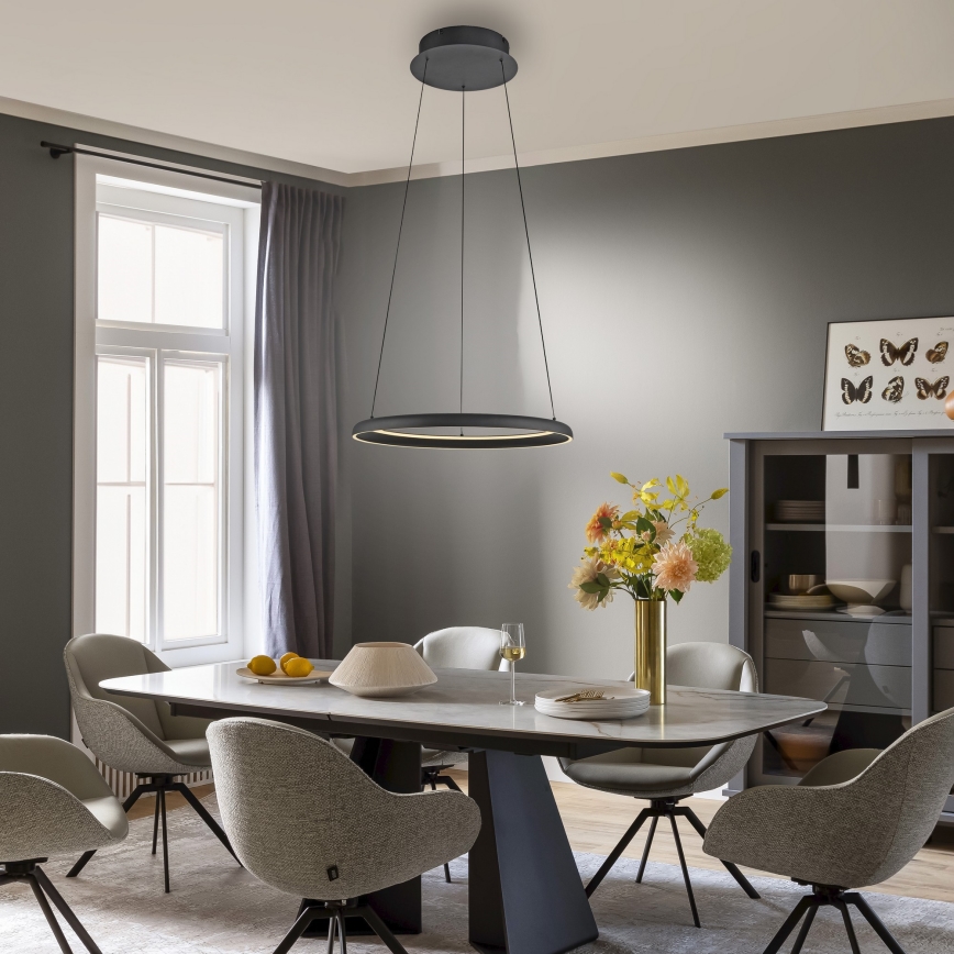 Schöner Wohnen 15570-18 - LED luster QUILLO s mogućnošću prigušivanja, na užetu, LED/36W/230V, Ø 60 cm, crni