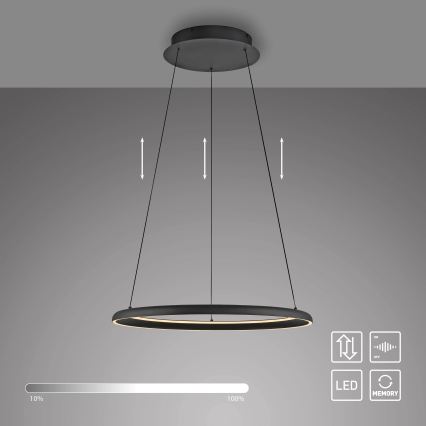 Schöner Wohnen 15570-18 - LED luster QUILLO s mogućnošću prigušivanja, na užetu, LED/36W/230V, Ø 60 cm, crni