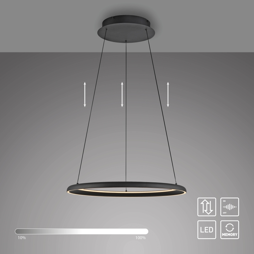 Schöner Wohnen 15570-18 - LED luster QUILLO s mogućnošću prigušivanja, na užetu, LED/36W/230V, Ø 60 cm, crni
