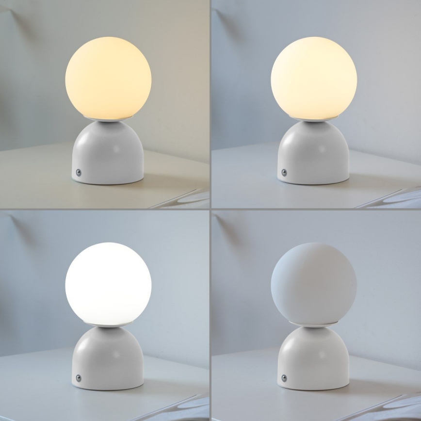 Schöner Wohnen 19218-16 - LED prigušiva stolna lampa RUDI s dodirnim upravljanjem, punjiva LED/1,2W/5V 3000-6000K 1200 mAh, bijela