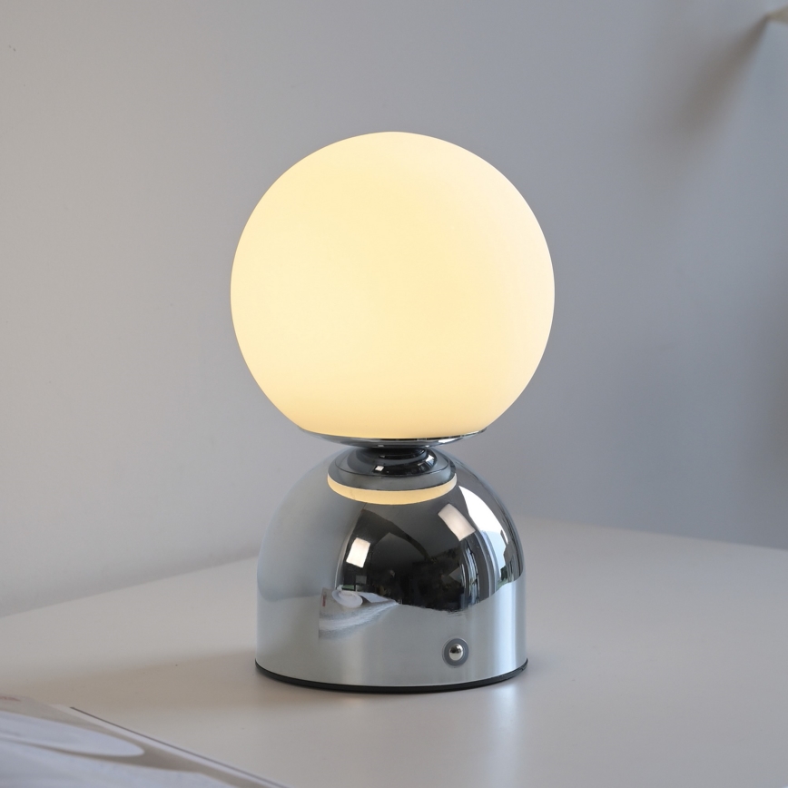 Schöner Wohnen 19218-17 - Stolna LED lampa RUDI, punjiva, s dodirnim upravljanjem i mogućnošću prigušivanja, LED/1,2W/5V 3000-6000K 1200 mAh sjajni krom