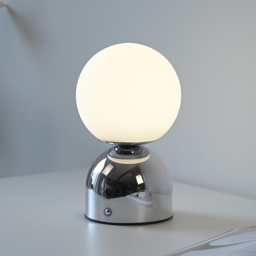 Schöner Wohnen 19218-17 - Stolna LED lampa RUDI, punjiva, s dodirnim upravljanjem i mogućnošću prigušivanja, LED/1,2W/5V 3000-6000K 1200 mAh sjajni krom