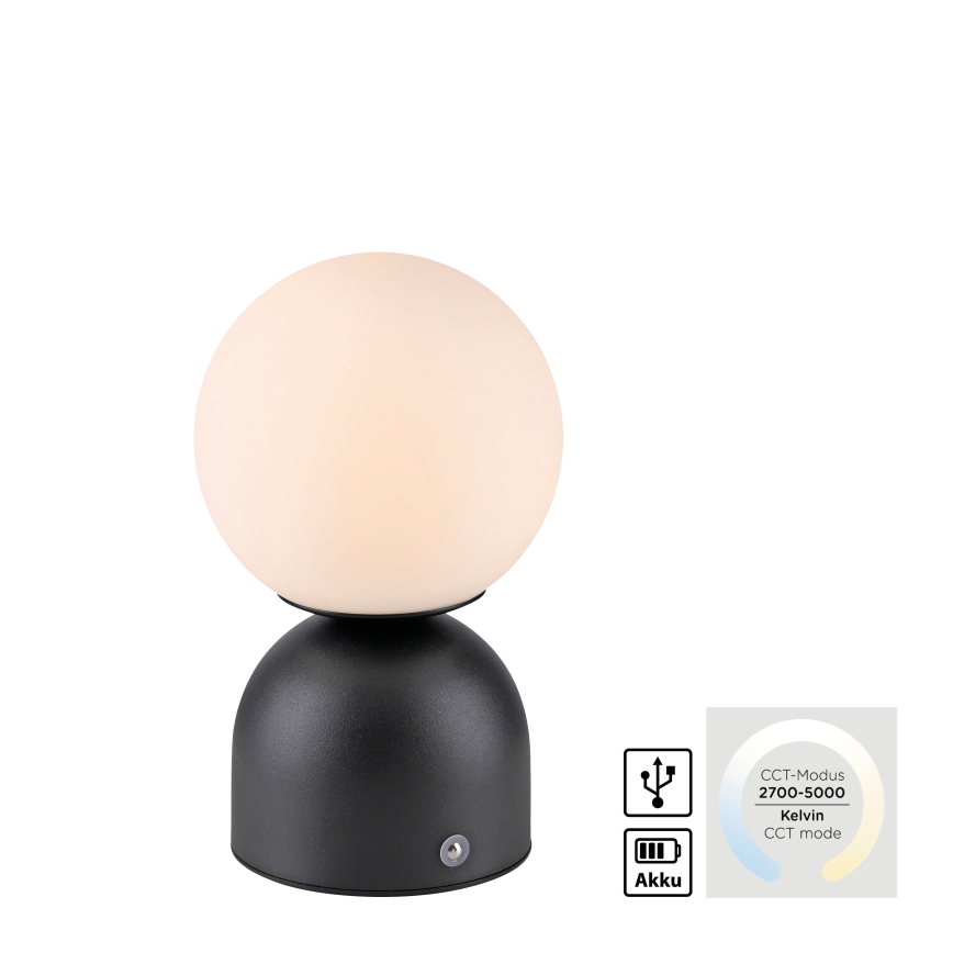 Schöner Wohnen 19218-18 - LED prigušiva dodirna punjiva stolna lampa RUDI LED/1,2W/5V 3000-6000K 1200 mAh crna