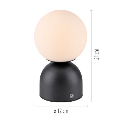 Schöner Wohnen 19218-18 - LED prigušiva dodirna punjiva stolna lampa RUDI LED/1,2W/5V 3000-6000K 1200 mAh crna