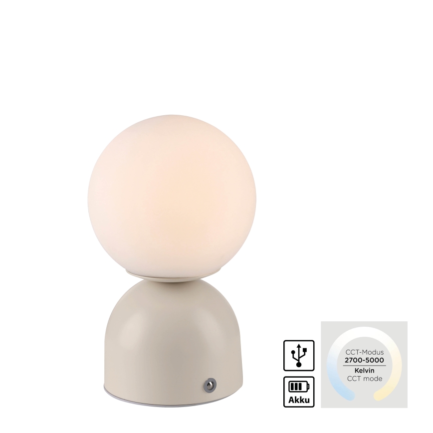 Schöner Wohnen 19218-39 - LED stolna lampa RUDI, prigušiva s dodirnim upravljanjem, punjiva, LED/1,2W/5V 3000-6000K 1200 mAh siva