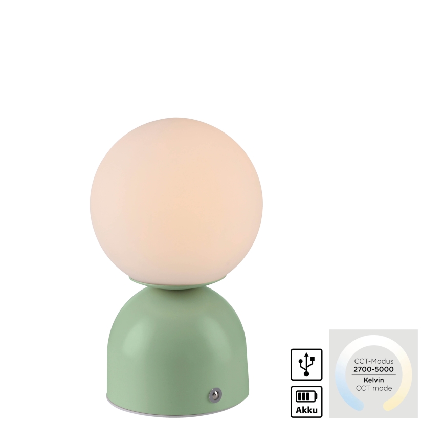 Schöner Wohnen 19218-43 - LED stolna lampa RUDI, punjiva, s dodirnim prigušivanjem, LED/1,2W/5V 3000-6000K 1200 mAh, zelena