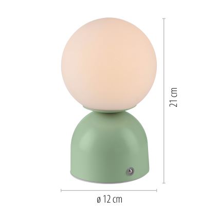 Schöner Wohnen 19218-43 - LED stolna lampa RUDI, punjiva, s dodirnim prigušivanjem, LED/1,2W/5V 3000-6000K 1200 mAh, zelena