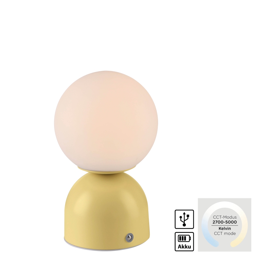 Schöner Wohnen 19218-81 - LED prigušiva dodirna punjiva stolna lampa RUDI LED/1,2W/5V 3000-6000K 1200 mAh žuta