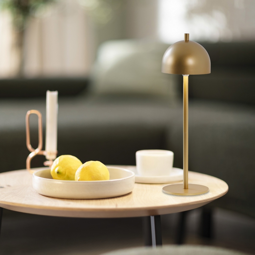 Schöner Wohnen 19244-12 - LED vanjska stolna lampa BELLIS, punjiva, s dodirnim prigušivanjem, LED/2,5 W/5 V, 2600 mAh, IP54, zlatna