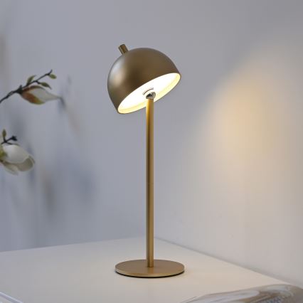 Schöner Wohnen 19244-12 - LED vanjska stolna lampa BELLIS, punjiva, s dodirnim prigušivanjem, LED/2,5 W/5 V, 2600 mAh, IP54, zlatna