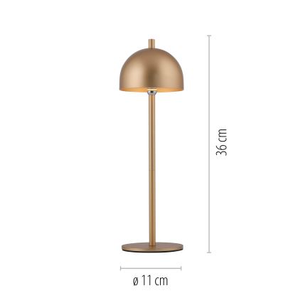 Schöner Wohnen 19244-12 - LED vanjska stolna lampa BELLIS, punjiva, s dodirnim prigušivanjem, LED/2,5 W/5 V, 2600 mAh, IP54, zlatna