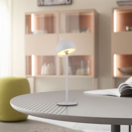 Schöner Wohnen 19244-16 - LED vanjska stolna svjetiljka BELLIS, punjiva, s upravljanjem na dodir i mogućnošću prigušivanja, LED/2,5W/5V, 2600 mAh, IP54, bijela