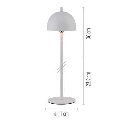 Schöner Wohnen 19244-16 - LED vanjska stolna svjetiljka BELLIS, punjiva, s upravljanjem na dodir i mogućnošću prigušivanja, LED/2,5W/5V, 2600 mAh, IP54, bijela