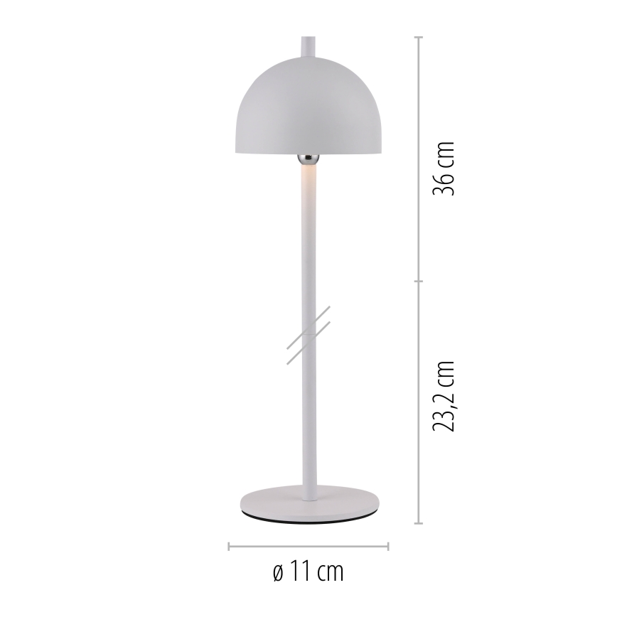 Schöner Wohnen 19244-16 - LED vanjska stolna svjetiljka BELLIS, punjiva, s upravljanjem na dodir i mogućnošću prigušivanja, LED/2,5W/5V, 2600 mAh, IP54, bijela