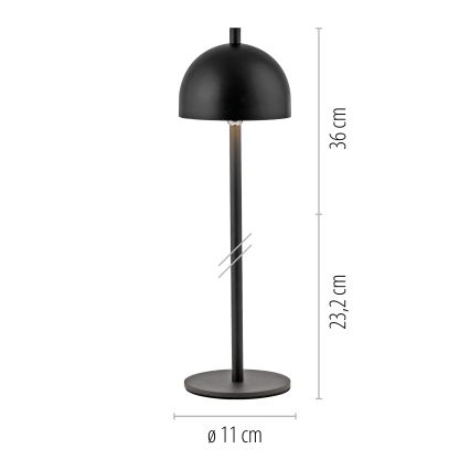 Schöner Wohnen 19244-18 - LED prigušiva dodirna punjiva vanjska stolna lampa BELLIS LED/2,5W/5V 2600 mAh IP54 crna