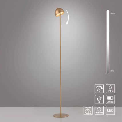 Schöner Wohnen 19245-12 - LED vanjska podna lampa BELLIS, s mogućnošću prigušivanja, na dodir, punjiva, LED/2,5W/5V 2600 mAh IP54, zlatna